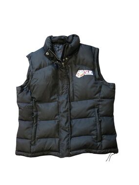 US Ski Team black puffer vest jacket goose down feathers size large